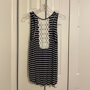 Pink Clover navy and white striped tank top